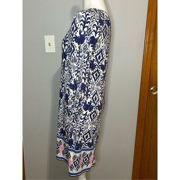Lilly Pulitzer‎ Ocean Ridge Shift Dress Batik Print Navy White Pink S BIN P - Picture 2 of 10